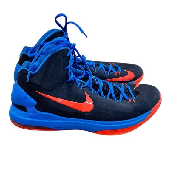 Nike men’s KD5 Thunder Away Black, Red & Blue High-Top Sneakers size 13